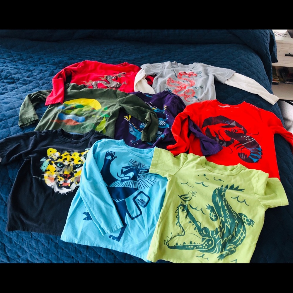 8 TEA CO SHIRTS, RANGING FROM SIZES 5-7